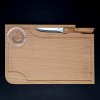 Wooden steak board with knife and bowl, solid wood, 30x20x1.5 cm