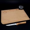 Dřevěné prkénko na steak s nožem a miskou, masivní dřevo, 30x20x1,5 cm