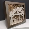 Dřevěný svítící portál s motivem betléma, 28 cm