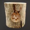 Bark log candlestick with insert - birds 12 cm