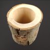 Bark log candlestick with insert - birds 12 cm