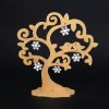 Wooden 3D tree with birds and snowflakes, solid wood, height 20 cm