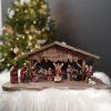 Dřevěný betlém šedohnědý BEZ FIGUREK 45 cm