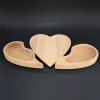 Dřevěná miska ve tvaru půleného srdce s podnosem, masivní dřevo, 27x27x5 cm