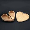 Wooden bowl in the shape of a halved heart with a heart-shaped tray, solid wood, 19.6x18.6x2 cm