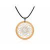 Wooden pendant made of solid wood round with insert - mandala, 6.5 cm