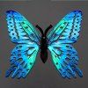 7293 1 drevena dekorace motyl modry 6 cm