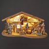 Dřevěný osvětlený betlém s figurkami 54 cm