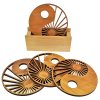 Dining set - coaster stand and four coasters in the same motif made of solid wood
