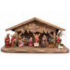 Graubraune Holzkrippe mit Figuren 45 cm