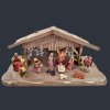 Sada dřevěný šedohnědý betlém s figurkami 45 cm