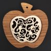 Solid wood ornament with insert - apple with ornament 7 cm