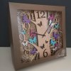 Wooden wall clock in the shape of a tree with colorful butterflies, solid wood, diameter 30 cm