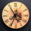 Dřevěné hodiny nástěnné kulaté s ovocem, masivní dřevo, průměr 25 cm