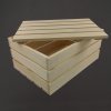 Dřevěná dárková bedýnka s víkem, masivní smrkové dřevo, 34x24x16 cm (délka/šířka/výška)