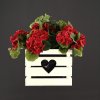 Wooden flower pot with a white heart, inside with black foil, 27x27x21 cm, Czech product