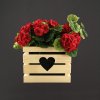 Wooden flower pot with a natural heart, inside with black foil, 27x27x21 cm, Czech product