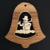 Solid wood ornament with insert - a bell with a snowman 7 cm