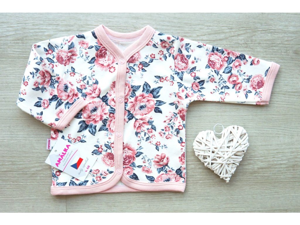 Bavlněný kojenecký kabátek Květy v.56-86