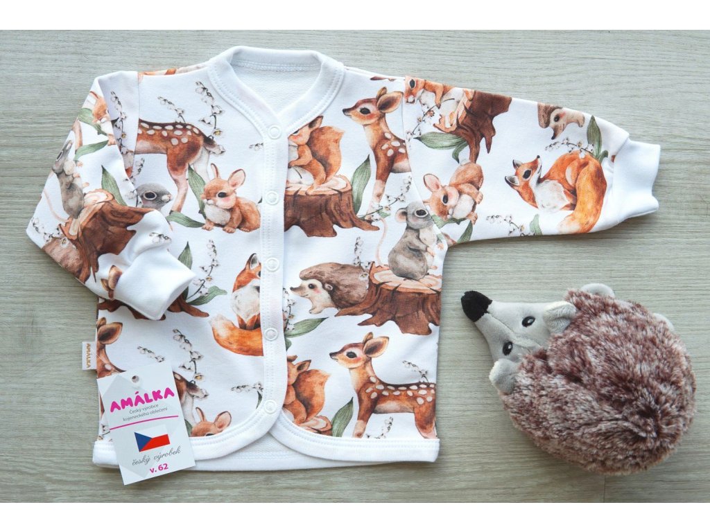 Propínací mikina, kabátek, teplákovina, lesní zvířátka