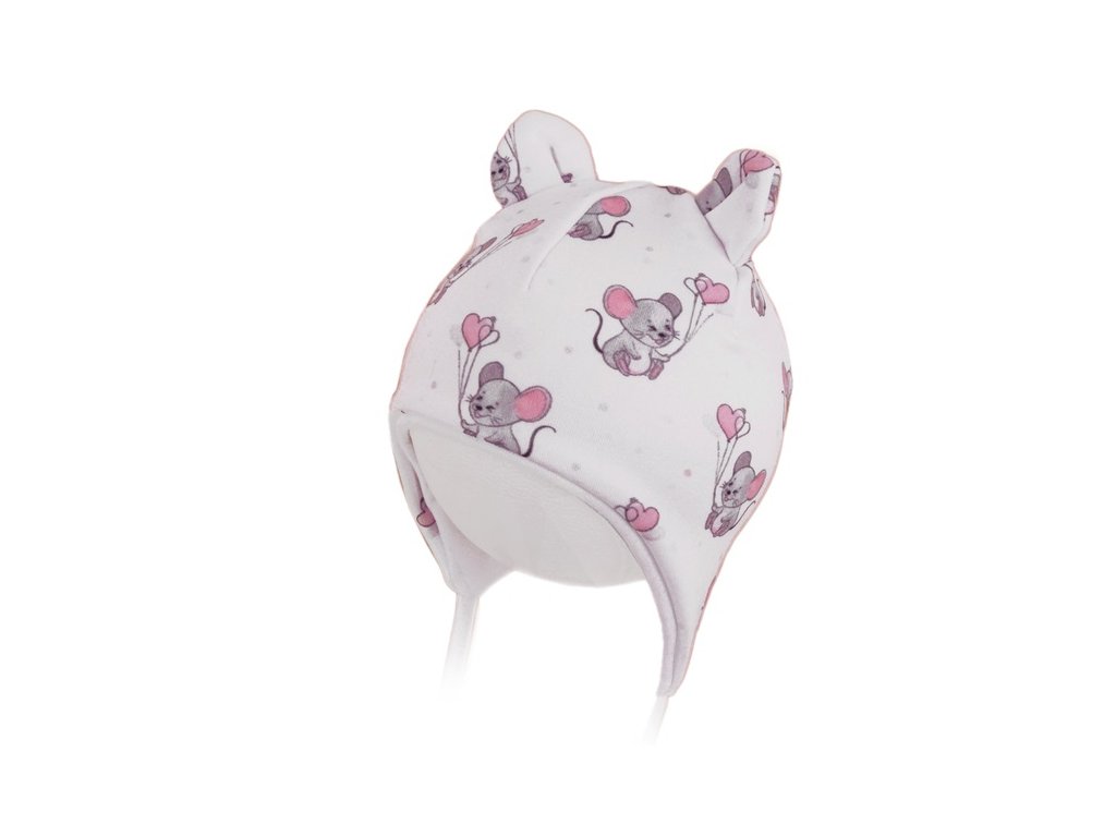Dětská dvojitá jarní a podzimní čepice, myšky