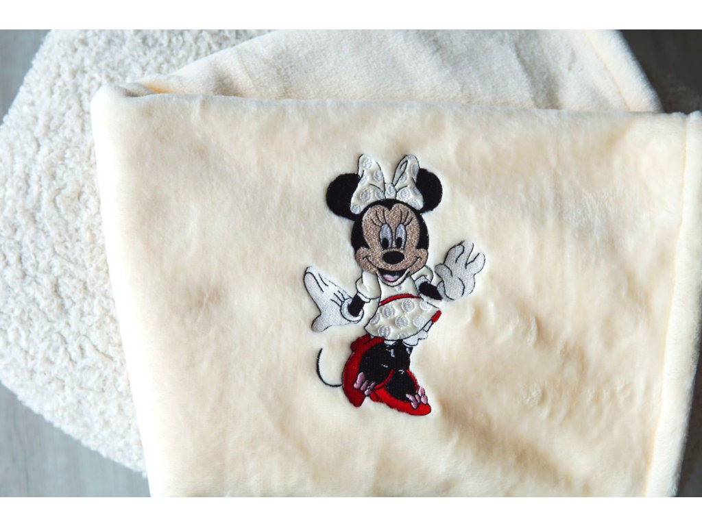 Deka mikroflanel s výšivkou Minnie, krémová