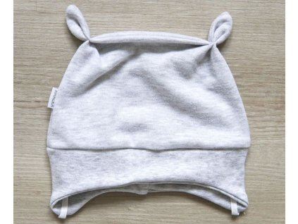 Bavlněná zavazovací čepička, šedý melír