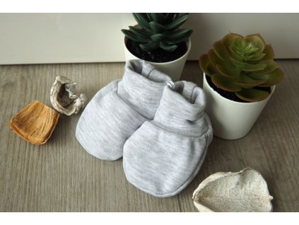 Kojenecké bavlněné capáčky, šedý melír