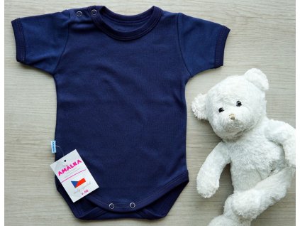 Bavlněné body krátký rukáv, tmavě modré