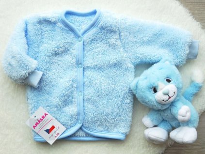 Chlupatý kojenecký kabátek, svetřík, modrý v.52-86