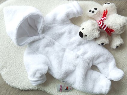 Zateplená chlupatá kombinéza, bílá