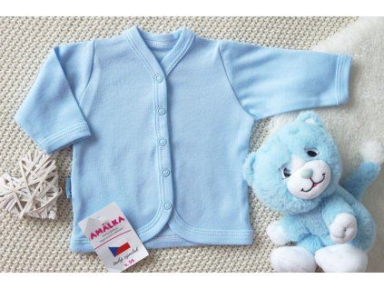 Bavlněný propínací kojenecký kabátek, modrý