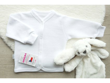 Bavlněný bílý kojenecký svetřík v.52-86