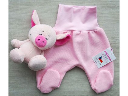 Teplejší polodupačky z bavlněné svetroviny, růžové