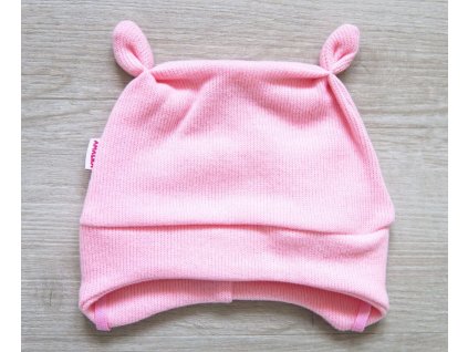 Teplá čepička ze 100% bavlněné svetroviny, růžová