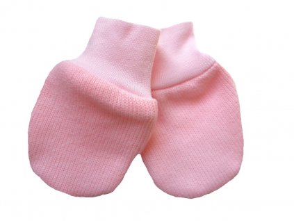 Kojenecké rukavičky 100% bavlněná svetrovina, růžové