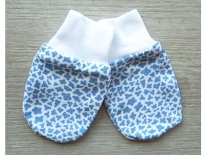 Bavlněné rukavičky bez palečku, modrý tisk