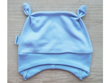 Bavlněná, zavazovací čepička, modrá