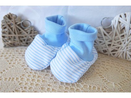 Bavlněné capáčky, světle modré pruhy