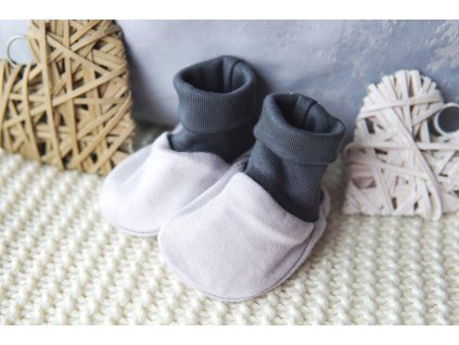 Kojenecké bavlněné capáčky, šedé s tmavě šedou