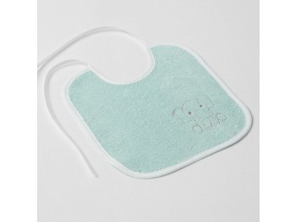 Dětský slintáček Veba pastelová zelená s výšivkou Sloník bílá lemovka