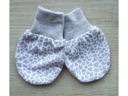 Bavlněné rukavičky pro miminko, šedé kaňky