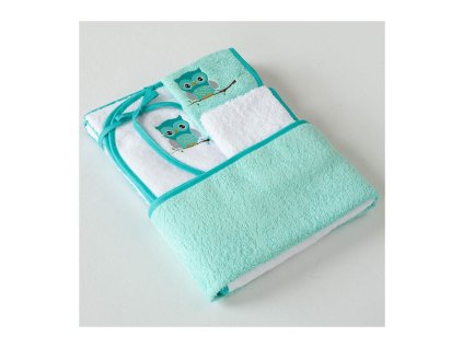 Dětský set sovička - osuška,ručník,slinták + žínka