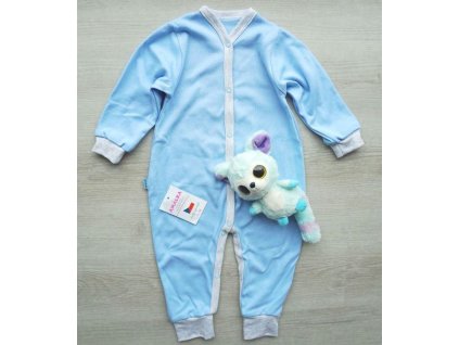 Bavlněný overal s náplety, modrý/šedý melír