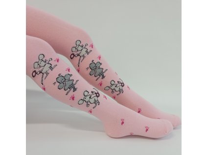 Dětské punčocháče s myškami ISTI, světle růžové