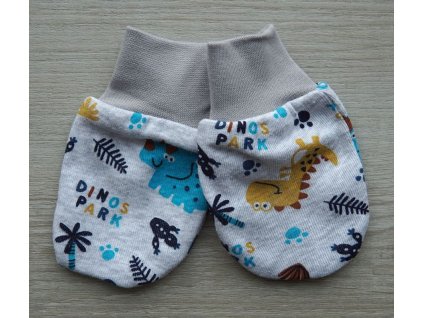Bavlněné rukavičky šedé, dino