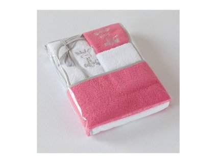 Dětský set žirafa - osuška 100x100, slinták, ručník + žínka