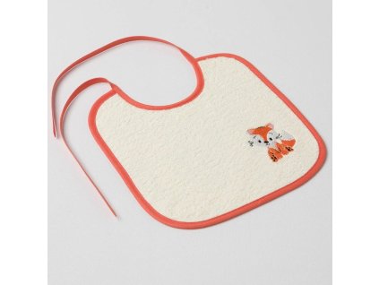 Dětský slintáček Veba jasmínová s výšivkou Lištička okrová lemovka