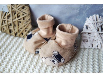 Bavlněné kojenecké oříškové capáčky, medvídci