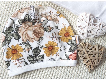 Elastická čepička saporka, barevné květy